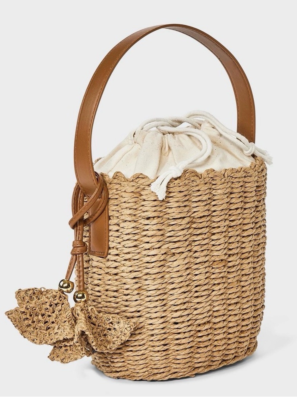 Universal Thread Straw Drawstring Bucket Bag - Picture 9 of 11